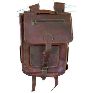 KENAR Leather Backpack Laptop Travel Book Bag Brown Vintage Style